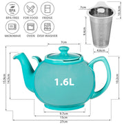 Teekanne Liverpool türkis 1,6L - mit Siebeinsatz Keramik Urban Lifestyle